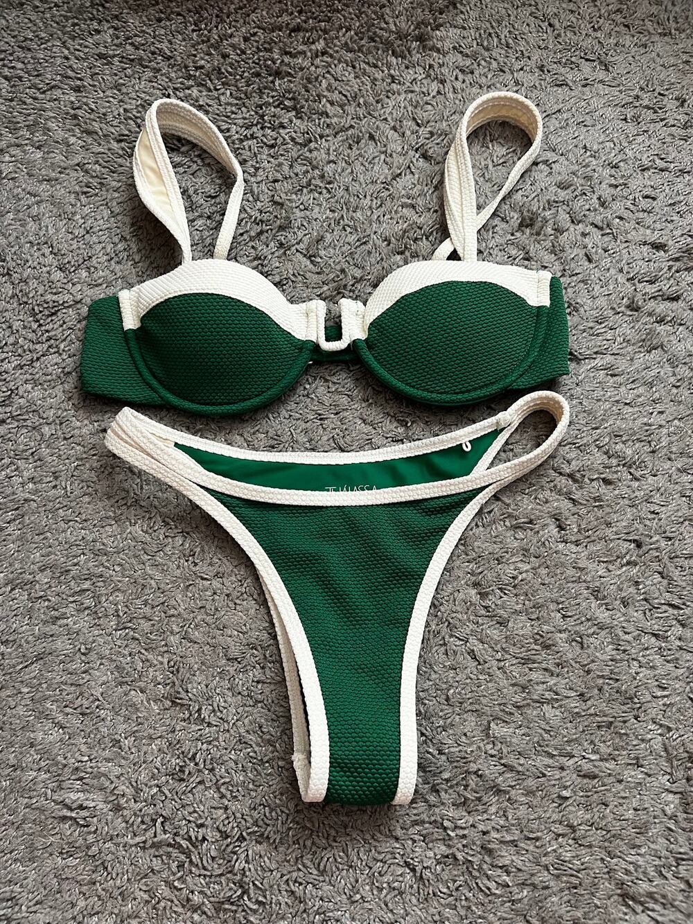 Thalassa Green Ivory Textured Underwire Bikini Set XS